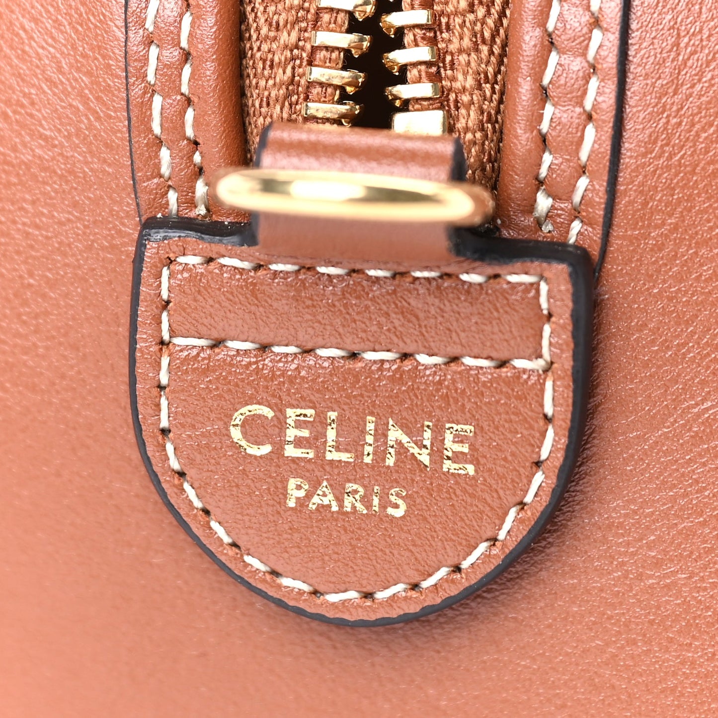 Celine Smooth Calfskin Triomphe Small Boston Bag Tan