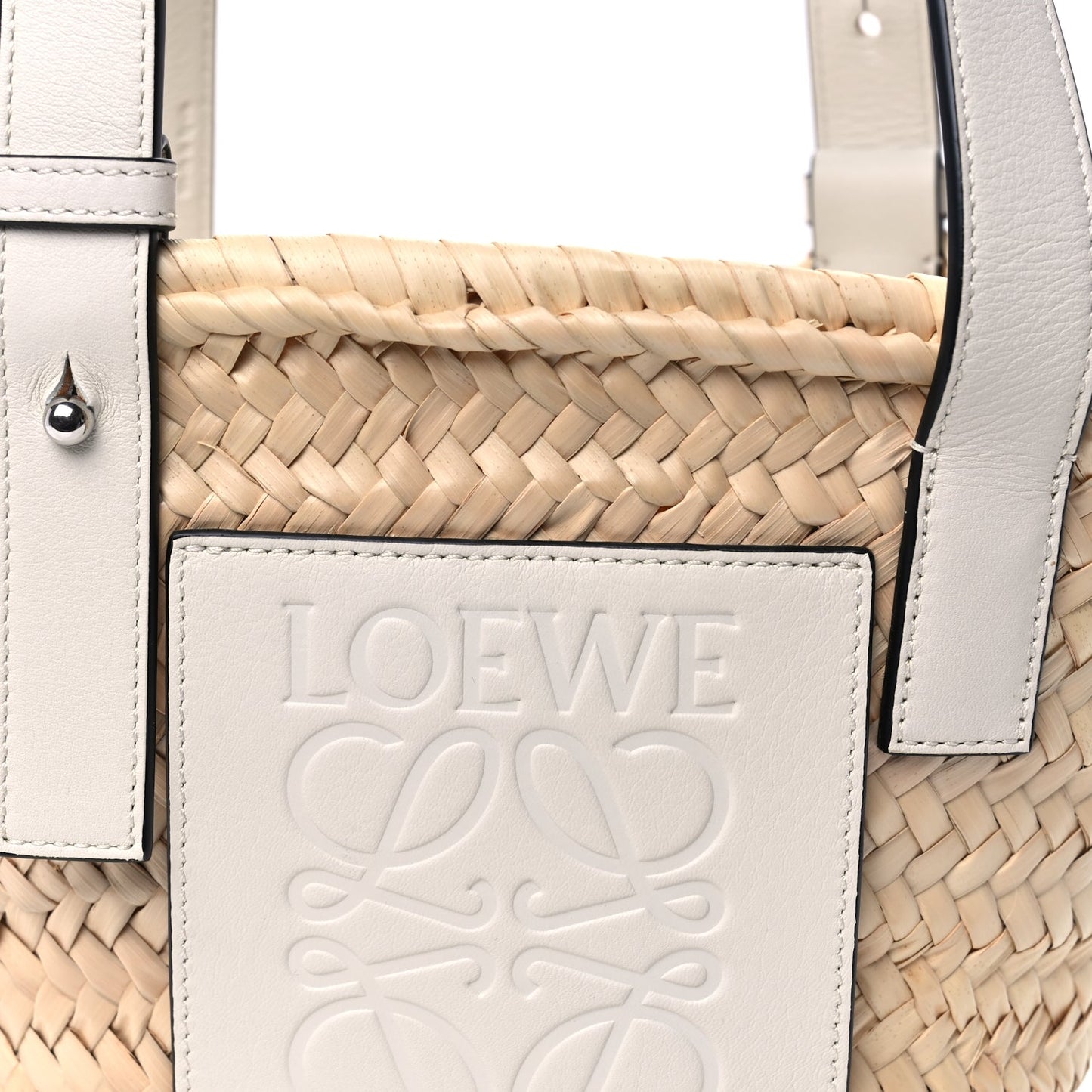 Loewe Raffia Mini Basket Tote Bag Natural White