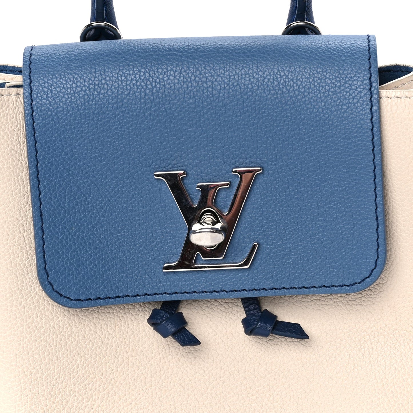 Louis Vuitton Calfskin Lockme Mini Backpack Blue Jean Creme