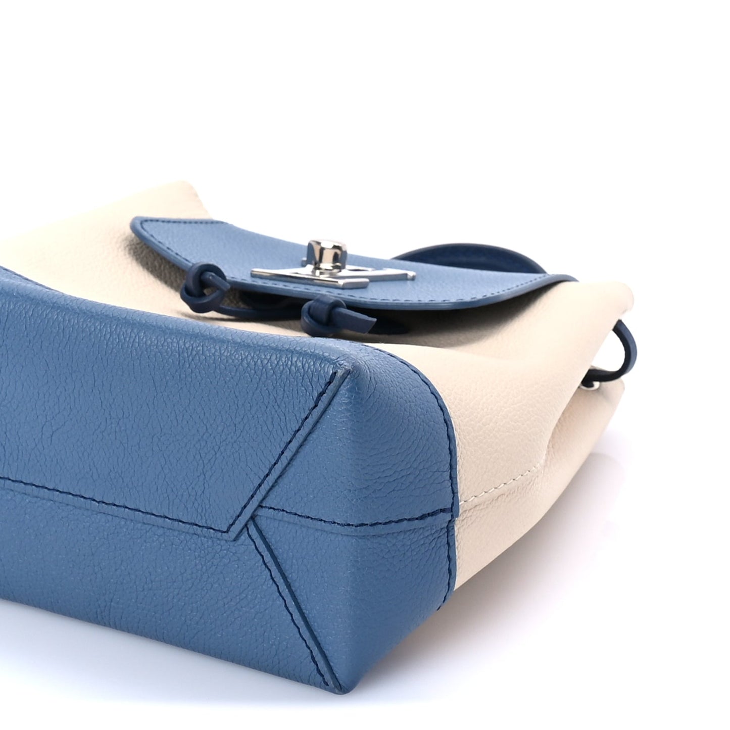 Louis Vuitton Calfskin Lockme Mini Backpack Blue Jean Creme