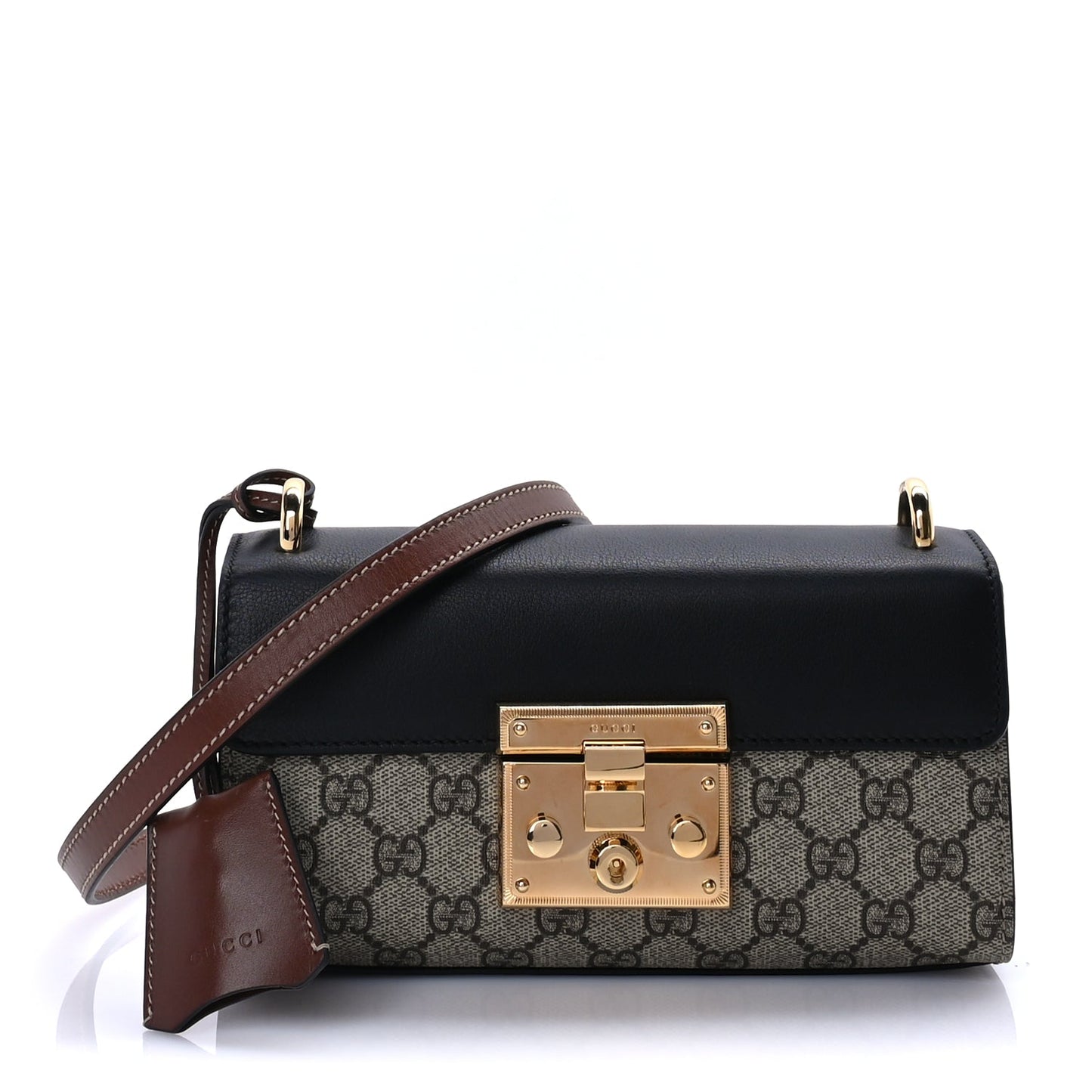Gucci GG Supreme Monogram Calfskin Padlock Mini Shoulder Bag Brown