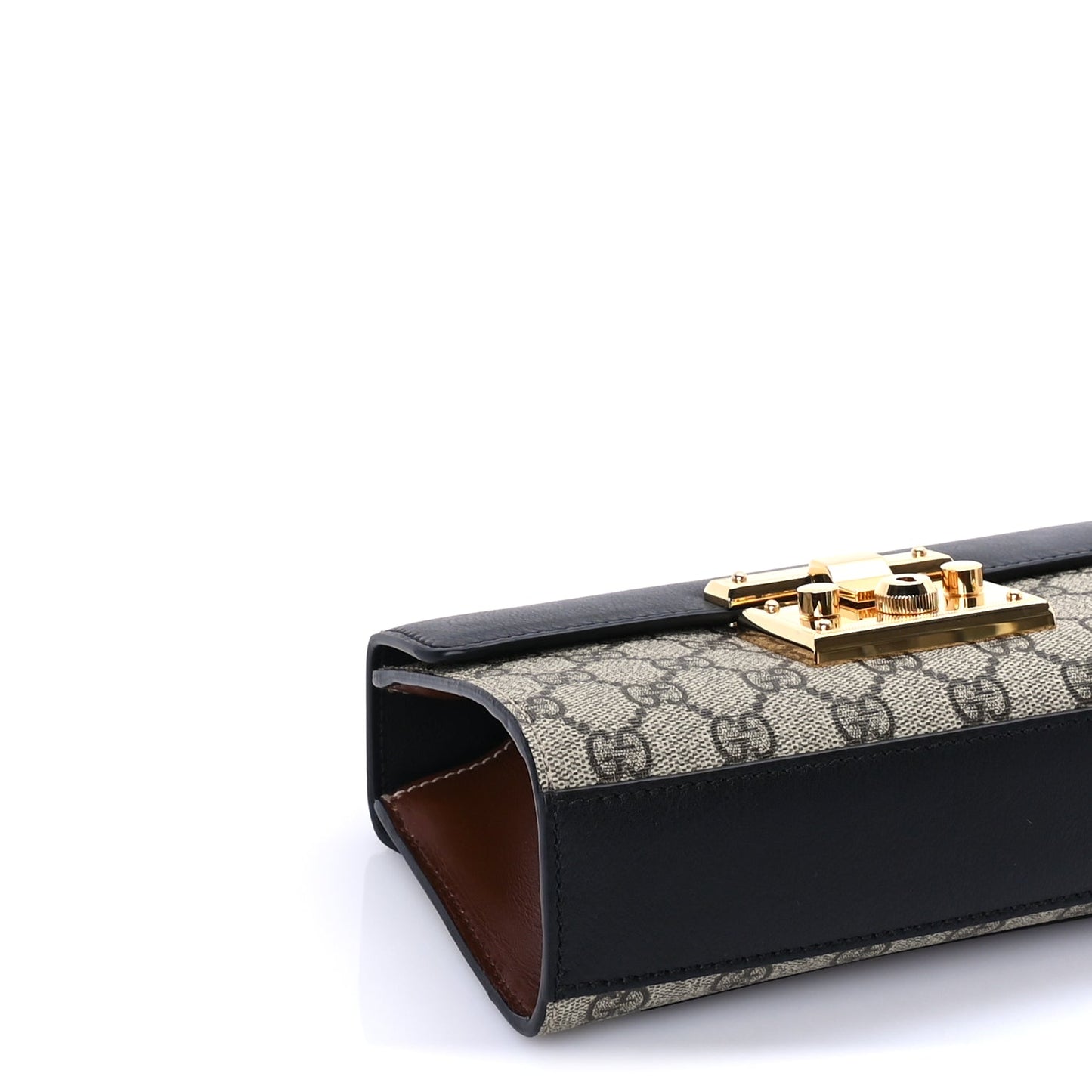 Gucci GG Supreme Monogram Calfskin Padlock Mini Shoulder Bag Brown