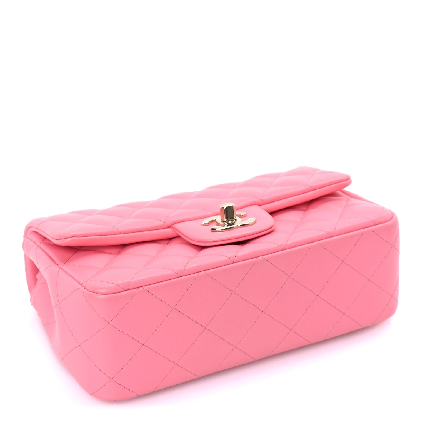 Chanel Lambskin Quilted Mini Rectangular Flap Pink