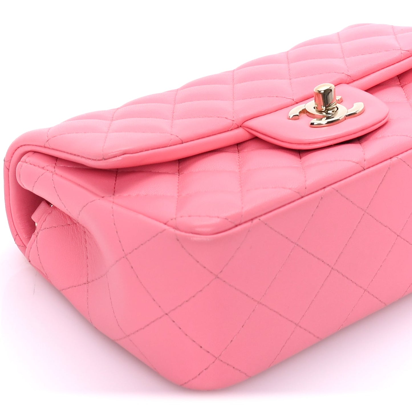 Chanel Lambskin Quilted Mini Rectangular Flap Pink