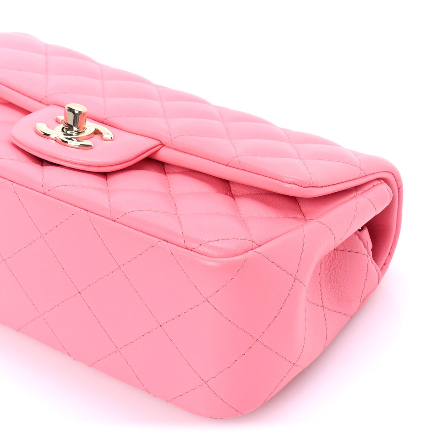 Chanel Lambskin Quilted Mini Rectangular Flap Pink