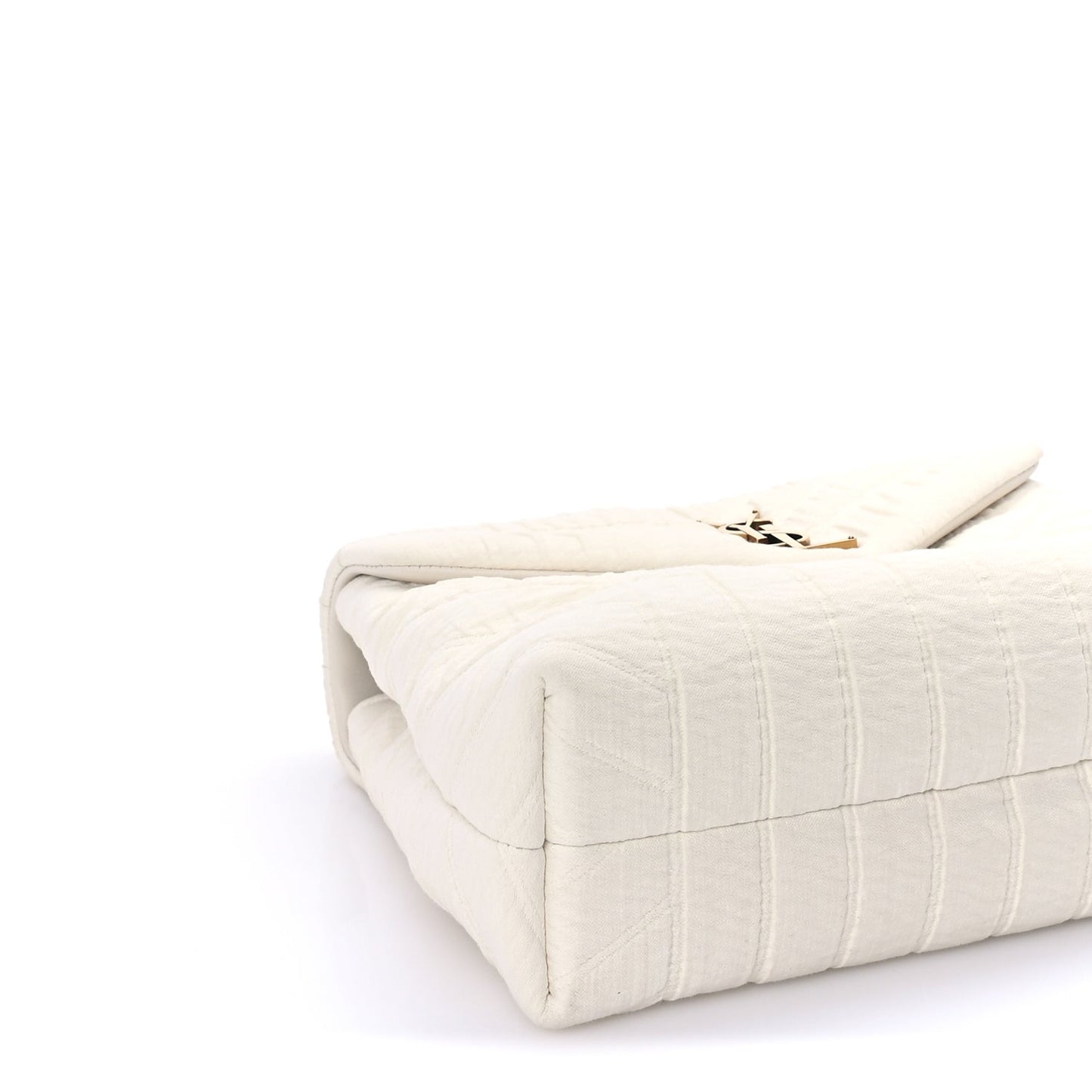 Saint Laurent Cotton Gauze Y Quilted Monogram Small Loulou Chain Satchel Vanilla Ice