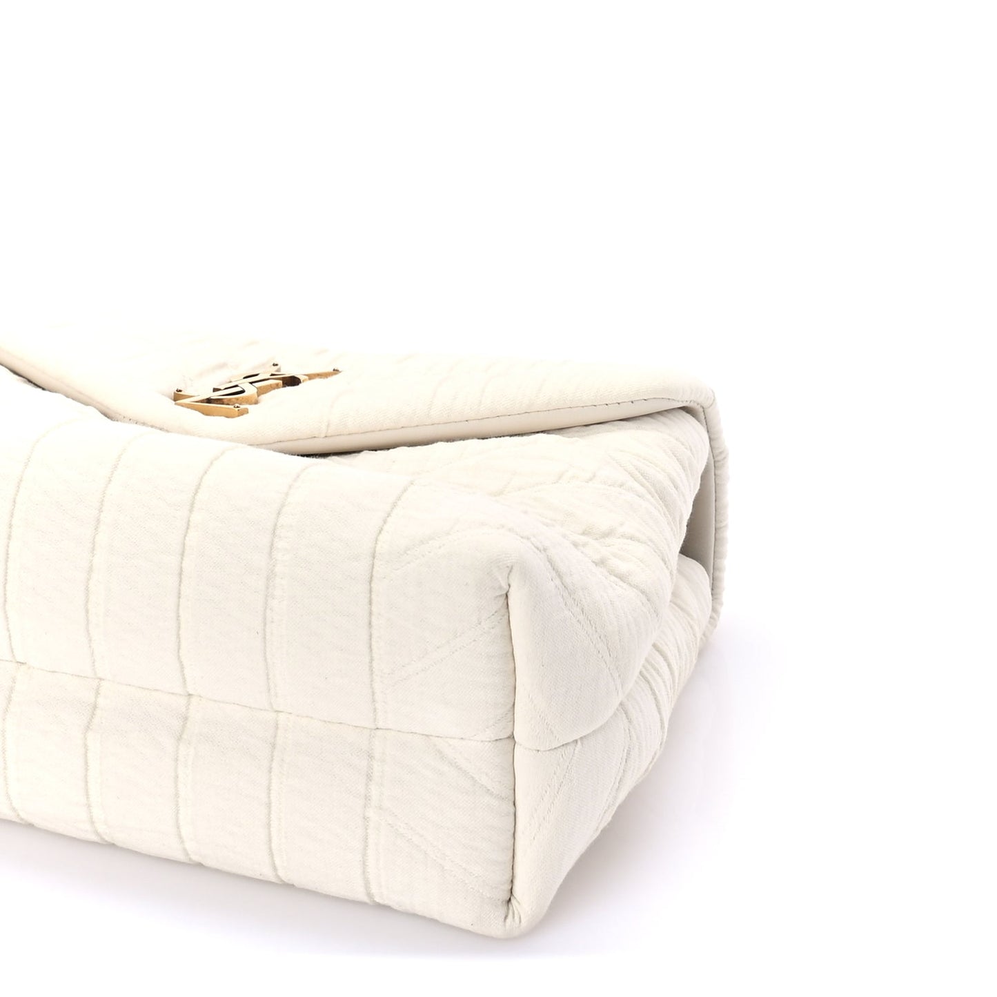 Saint Laurent Cotton Gauze Y Quilted Monogram Small Loulou Chain Satchel Vanilla Ice