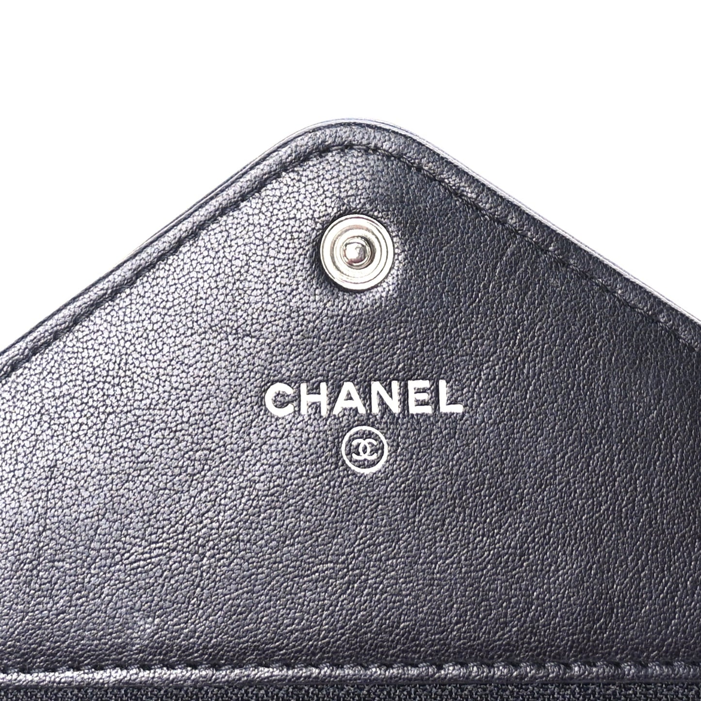 Chanel Sheepskin Chevron Wallet On Chain WOC Black