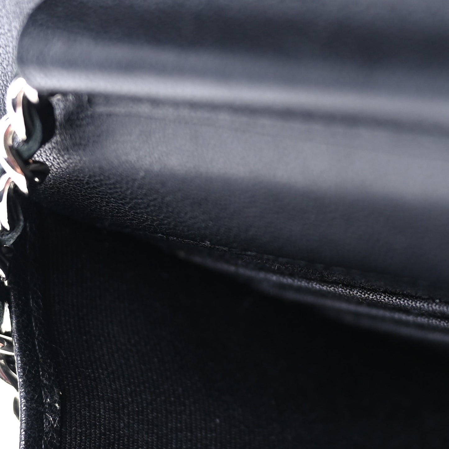 Chanel Sheepskin Chevron Wallet On Chain WOC Black