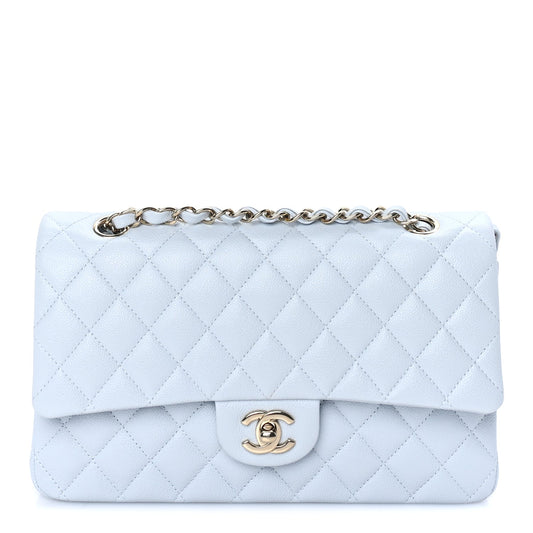 Chanel Caviar Quilted Medium Double Flap Light Blue