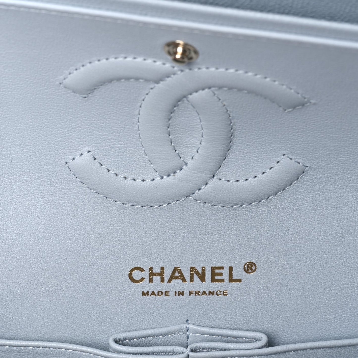Chanel Caviar Quilted Medium Double Flap Light Blue