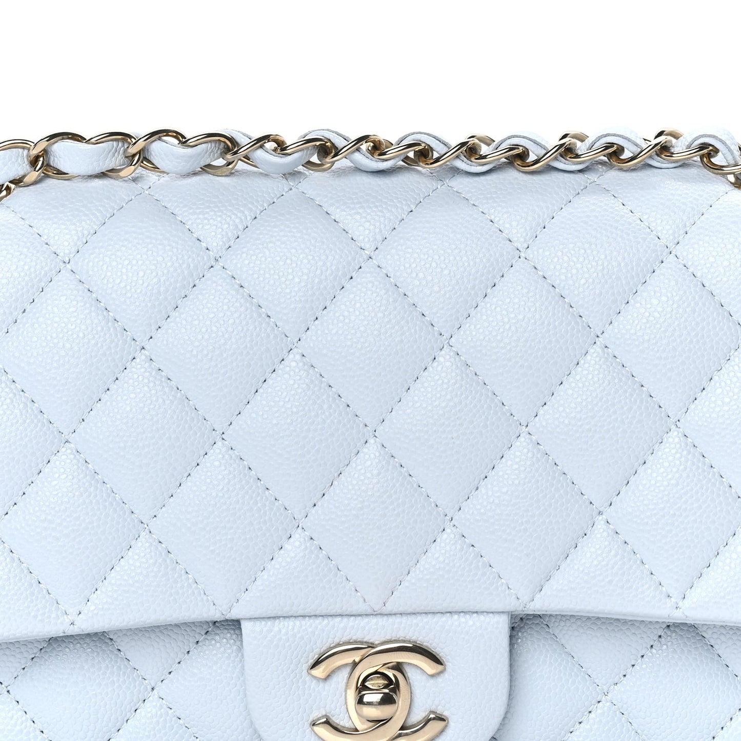 Chanel Caviar Quilted Medium Double Flap Light Blue