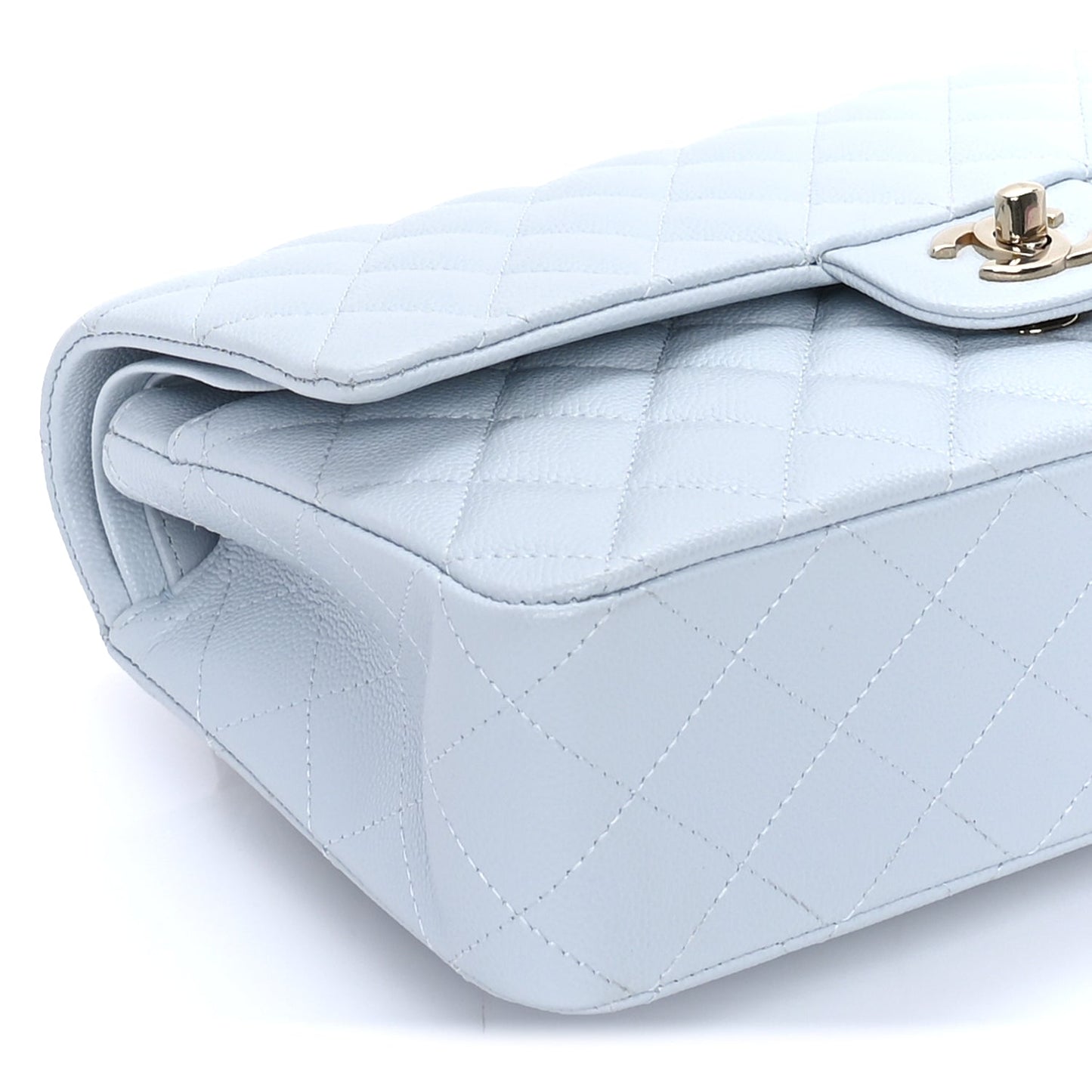 Chanel Caviar Quilted Medium Double Flap Light Blue