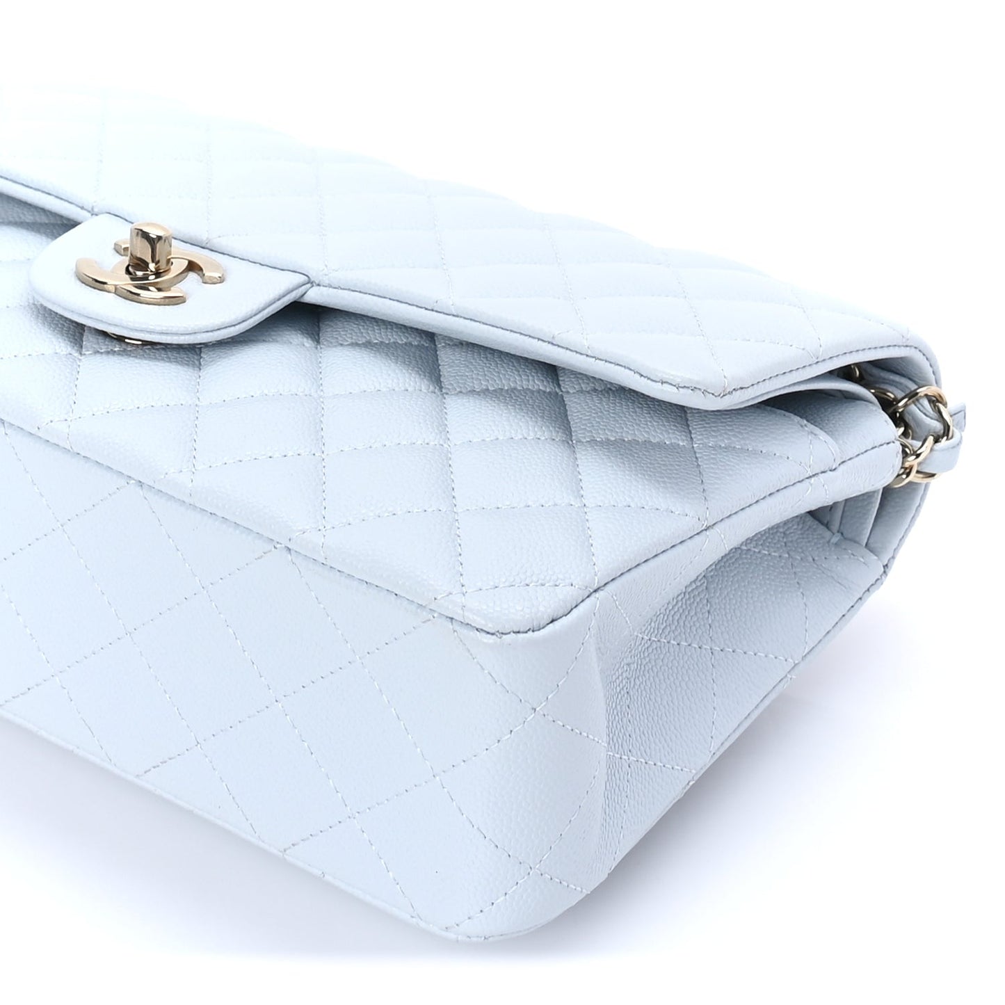 Chanel Caviar Quilted Medium Double Flap Light Blue