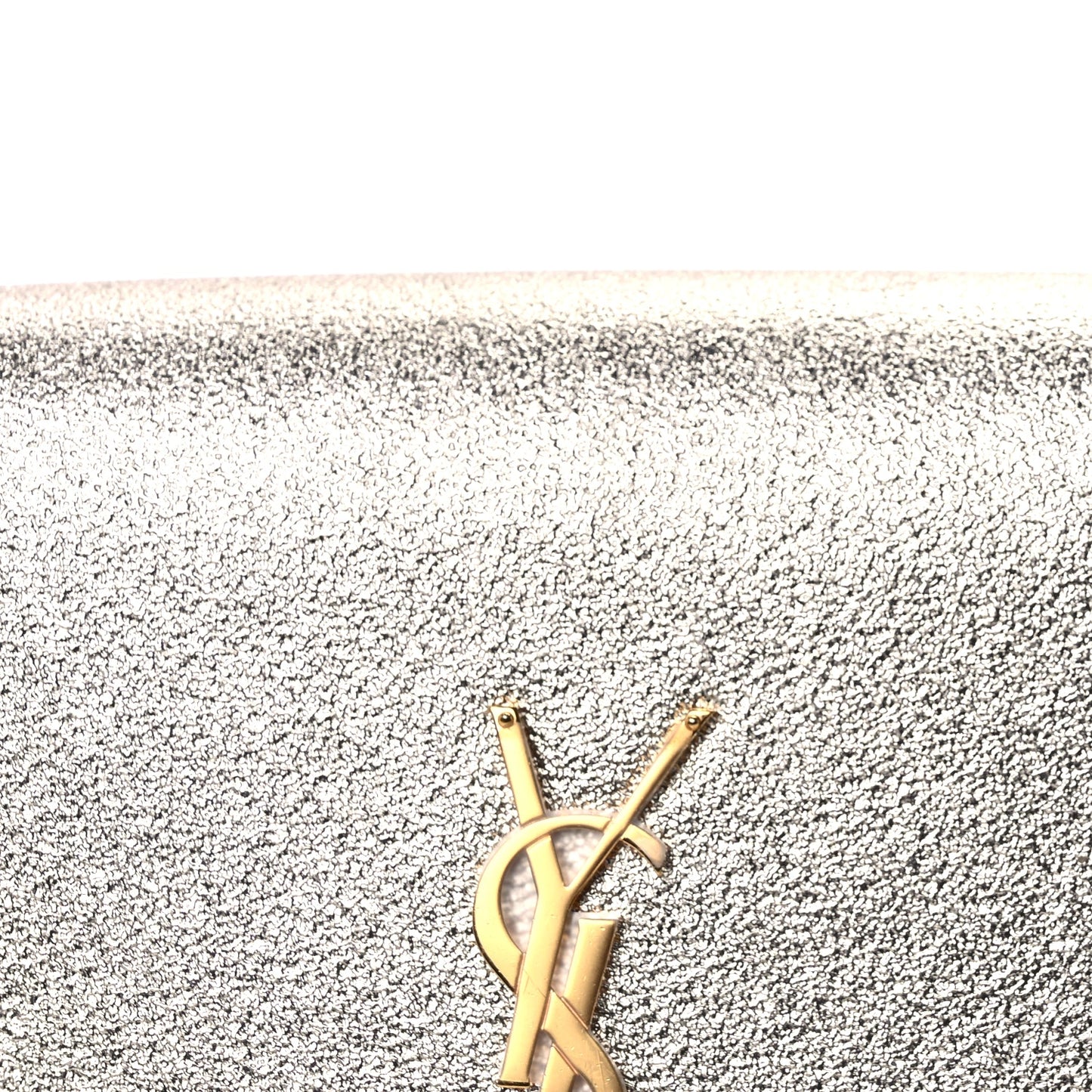 Saint Laurent Metallic Calfskin Medium Classic Monogram Kate Satchel Pale Gold