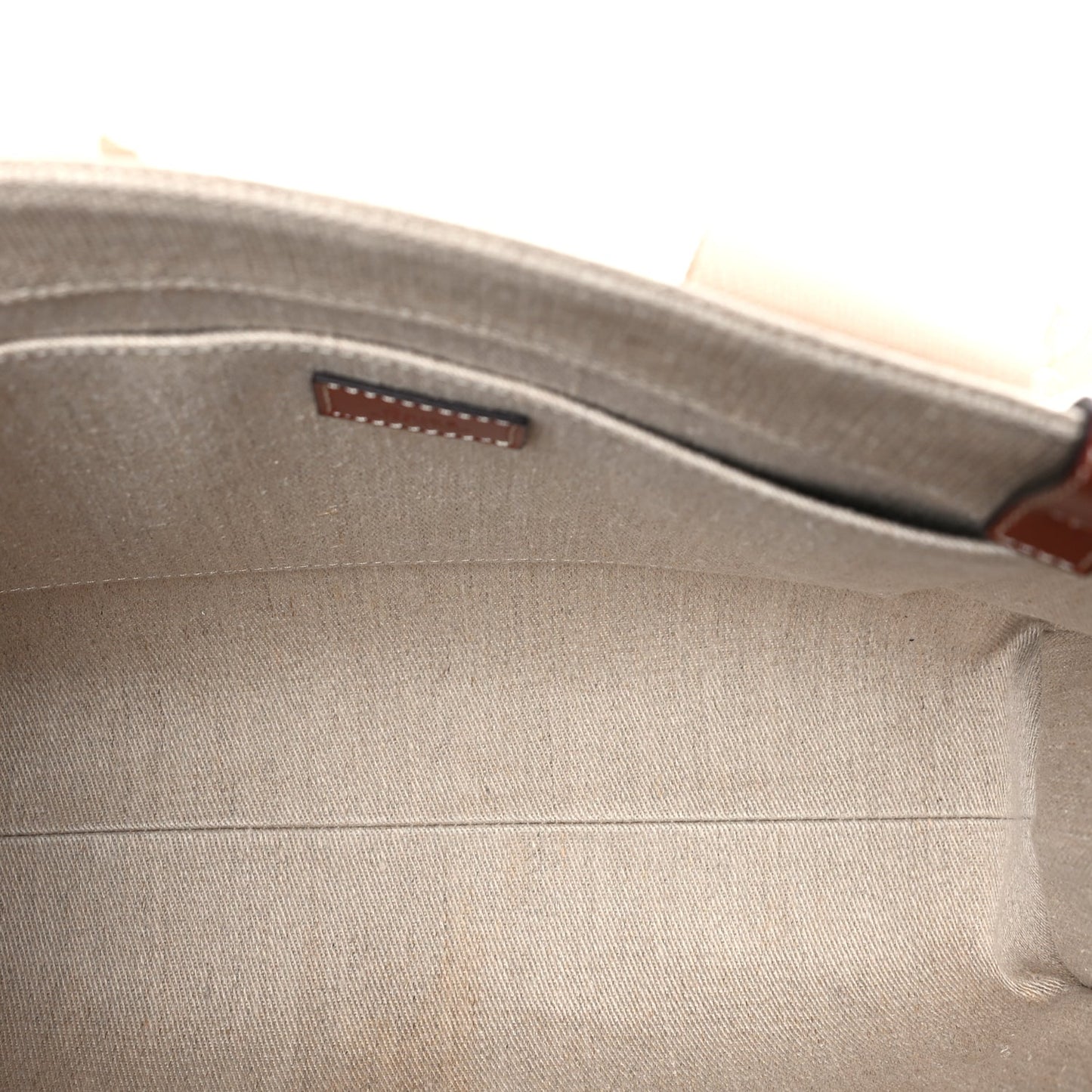 Chloe Linen Calfskin Medium Woody Ribbon Tote  White Brown