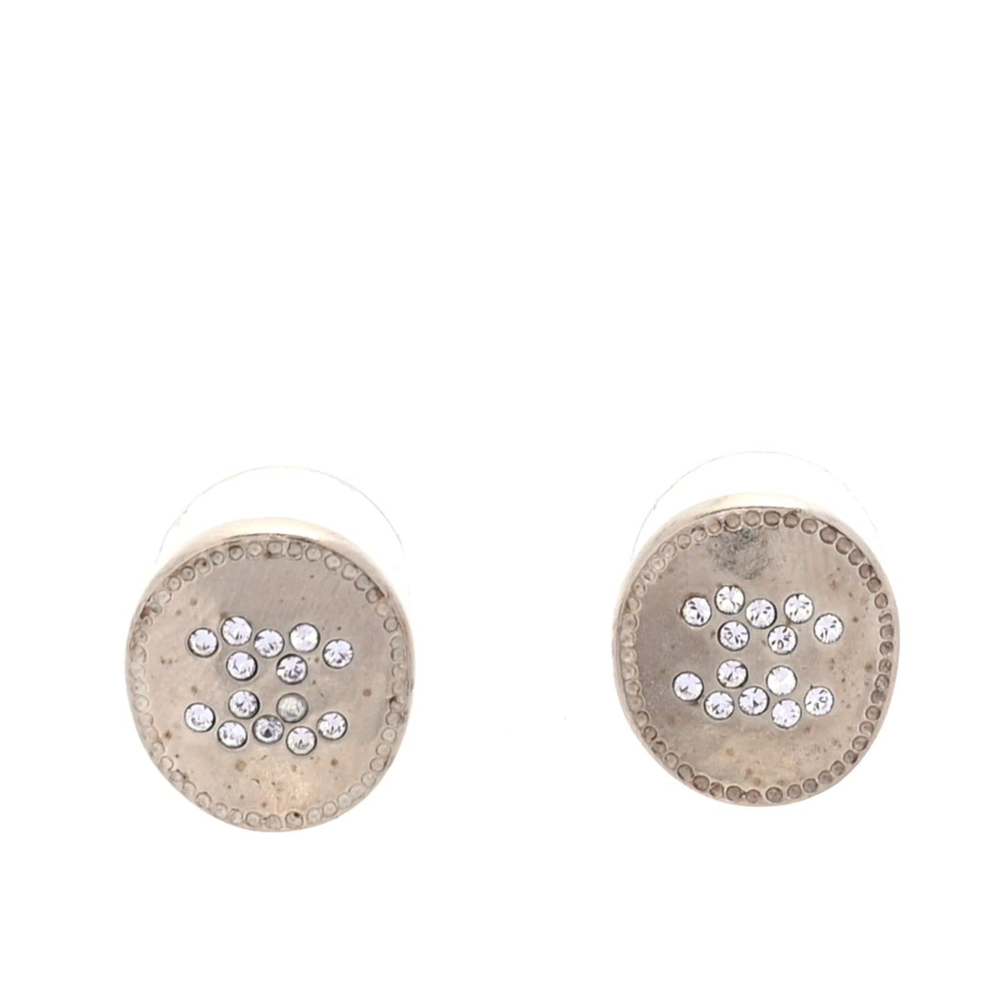 Chanel Crystal CC Round Earrings  Gold