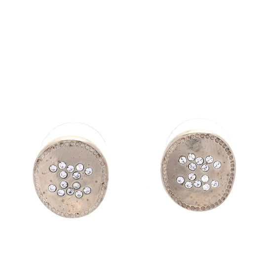 Chanel Crystal CC Round Earrings  Gold
