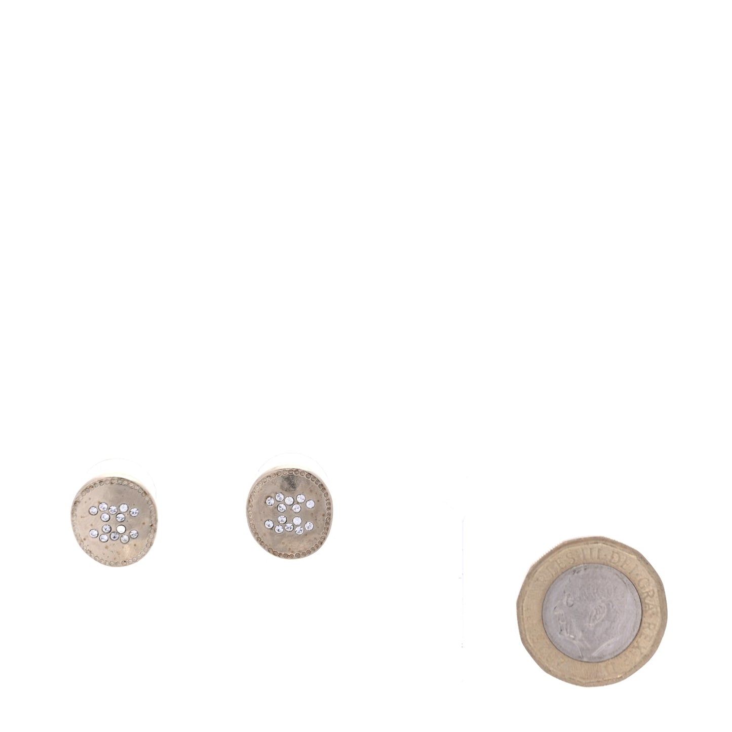 Chanel Crystal CC Round Earrings  Gold