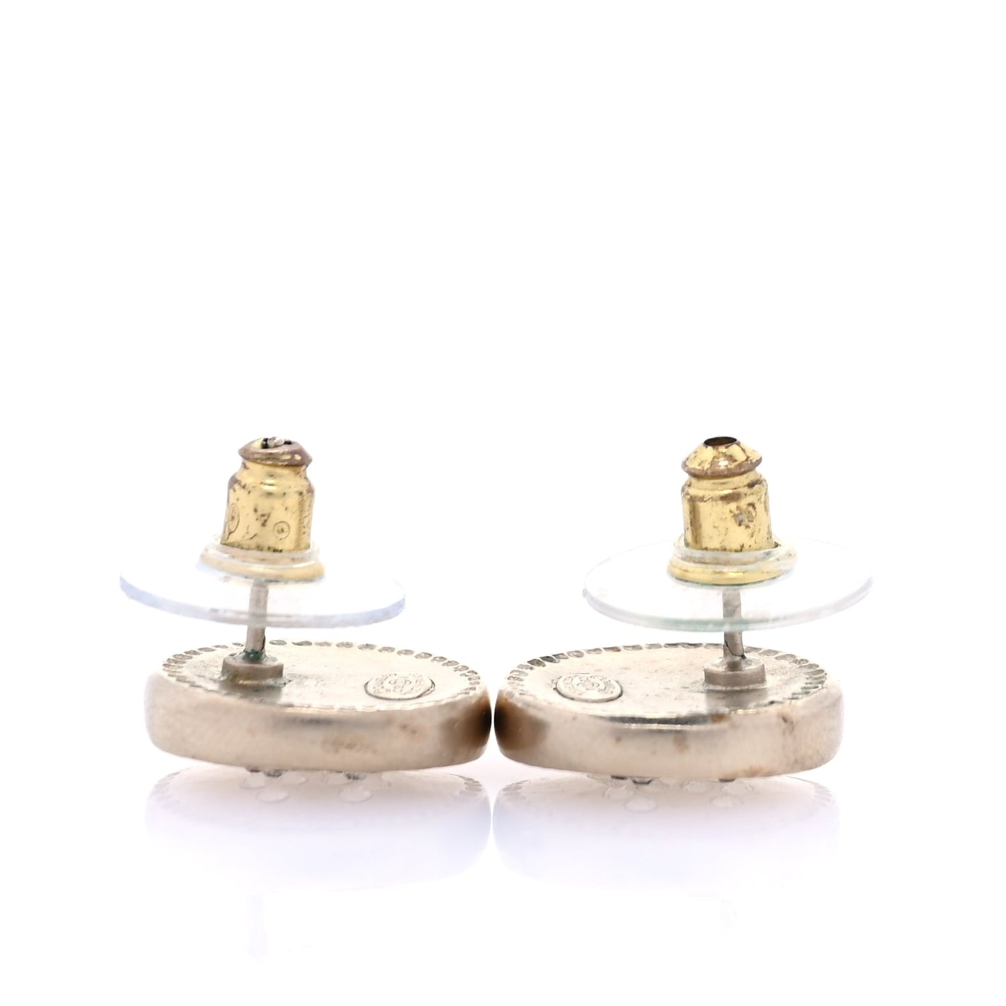 Chanel Crystal CC Round Earrings  Gold