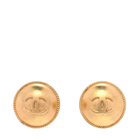 Chanel CC Button Clip On Earrings  Gold