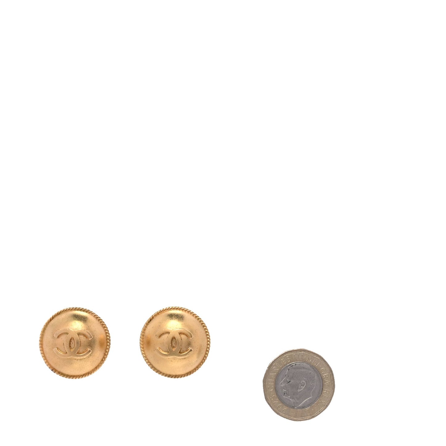 Chanel CC Button Clip On Earrings  Gold