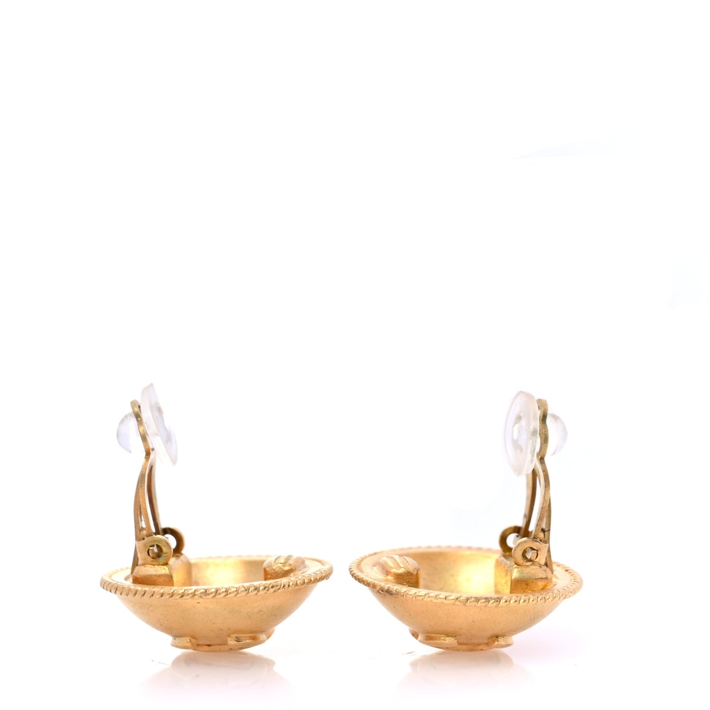 Chanel CC Button Clip On Earrings  Gold