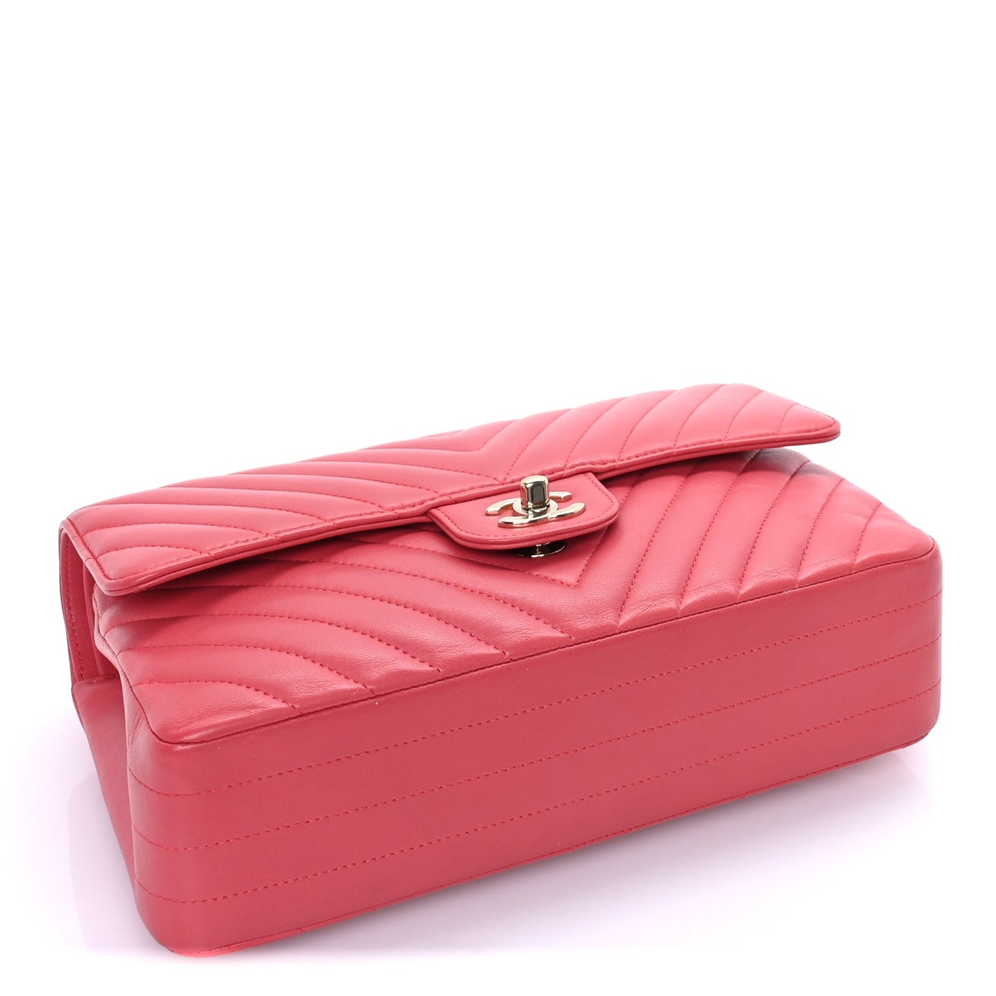 Chanel Lambskin Chevron Quilted Medium Double Flap  Pink