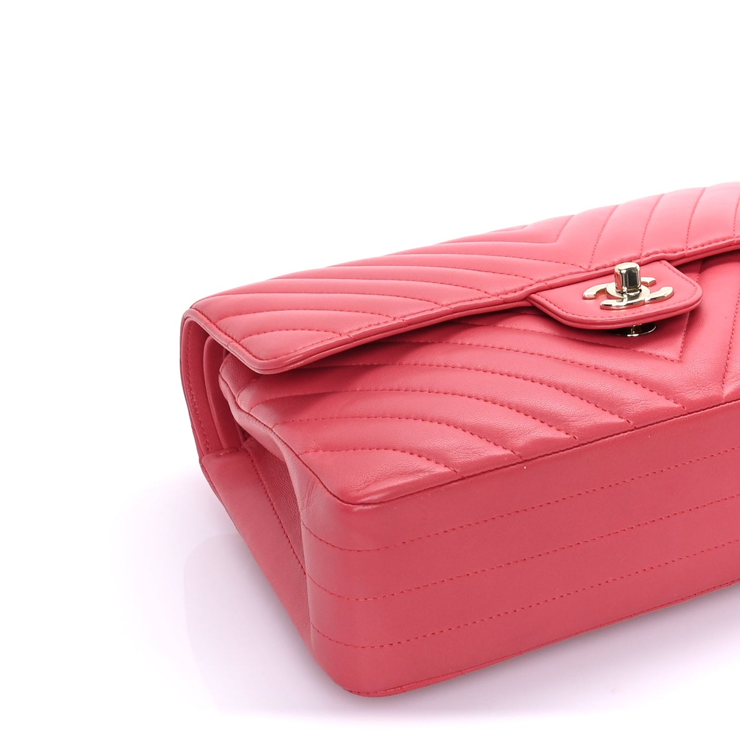 Chanel Lambskin Chevron Quilted Medium Double Flap  Pink