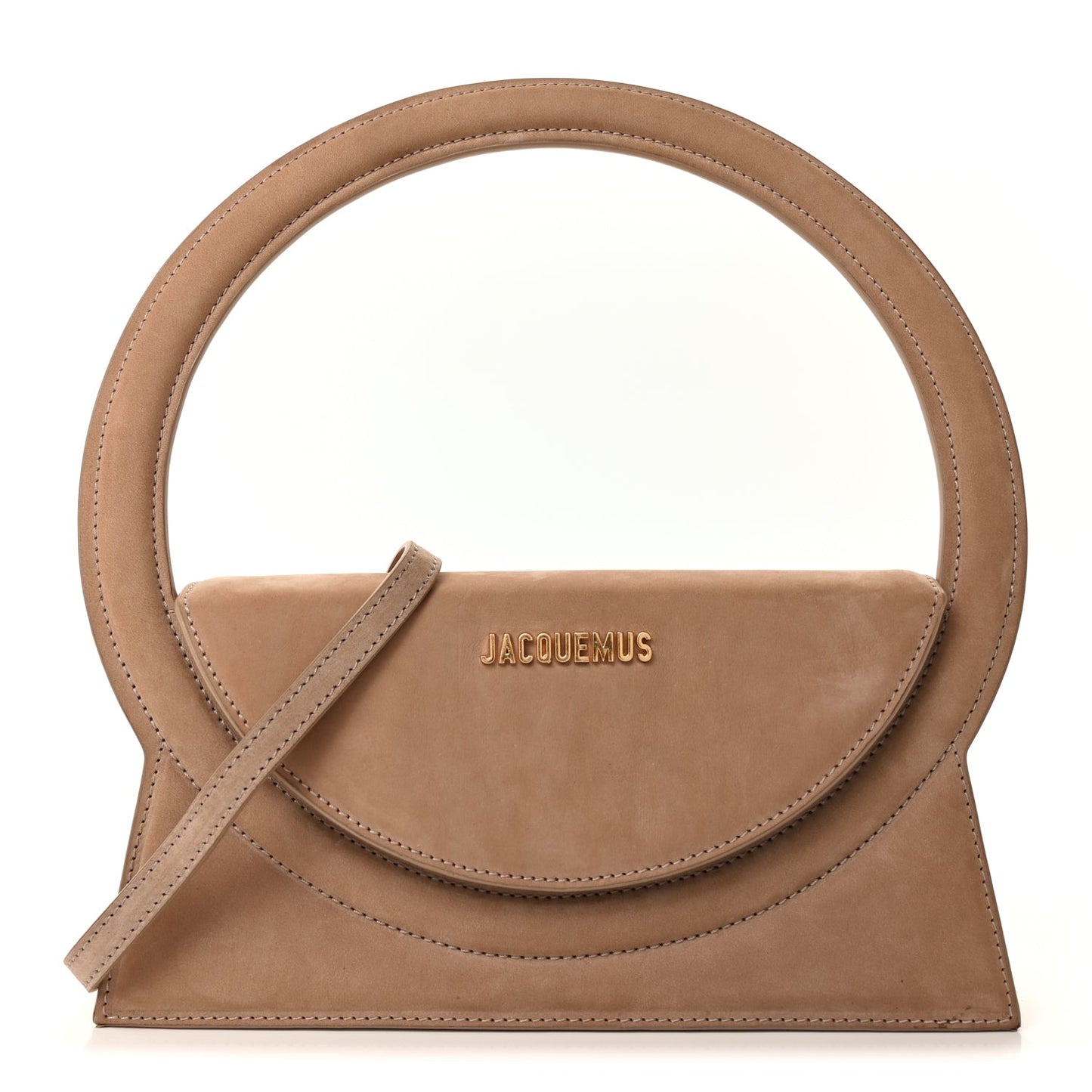 Jacquemus Nubuck Le Sac Rond Dark Beige