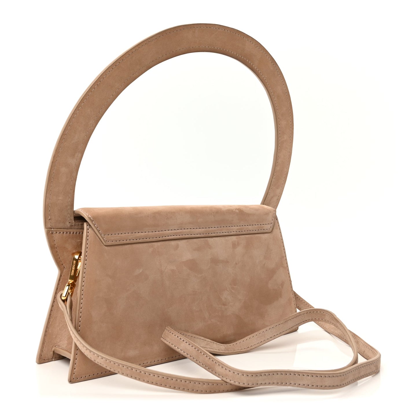 Jacquemus Nubuck Le Sac Rond Dark Beige