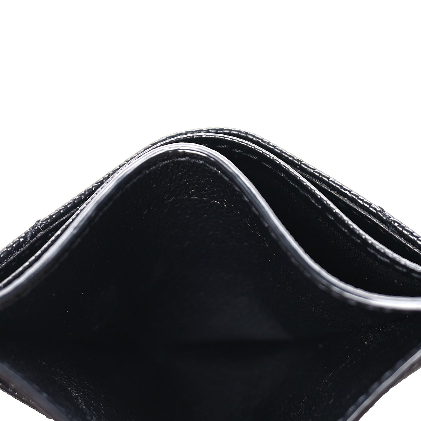 Saint Laurent Grain De Poudre Matelasse Chevron Cassandre Credit Card Case Black