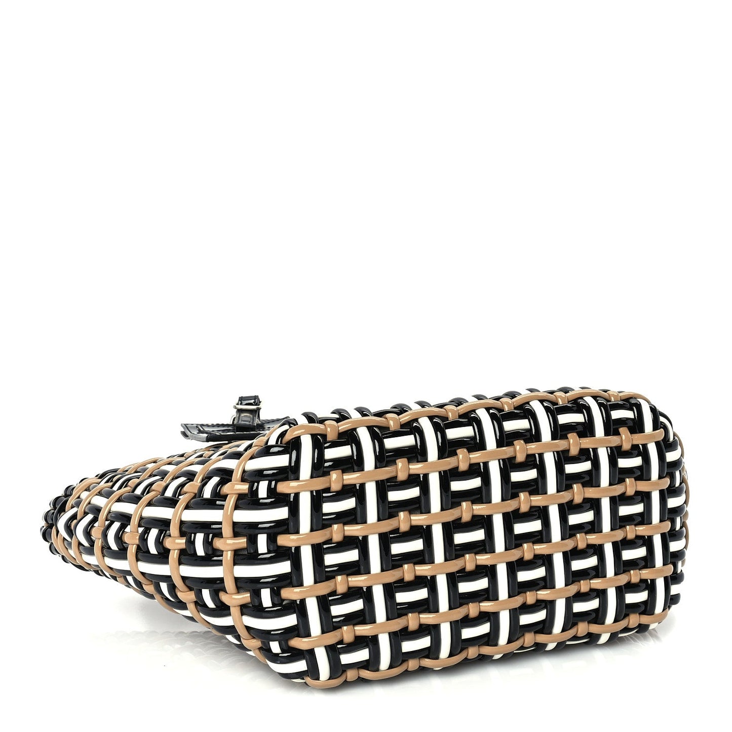 Balenciaga Patent XS Bistro Basket  Black Beige