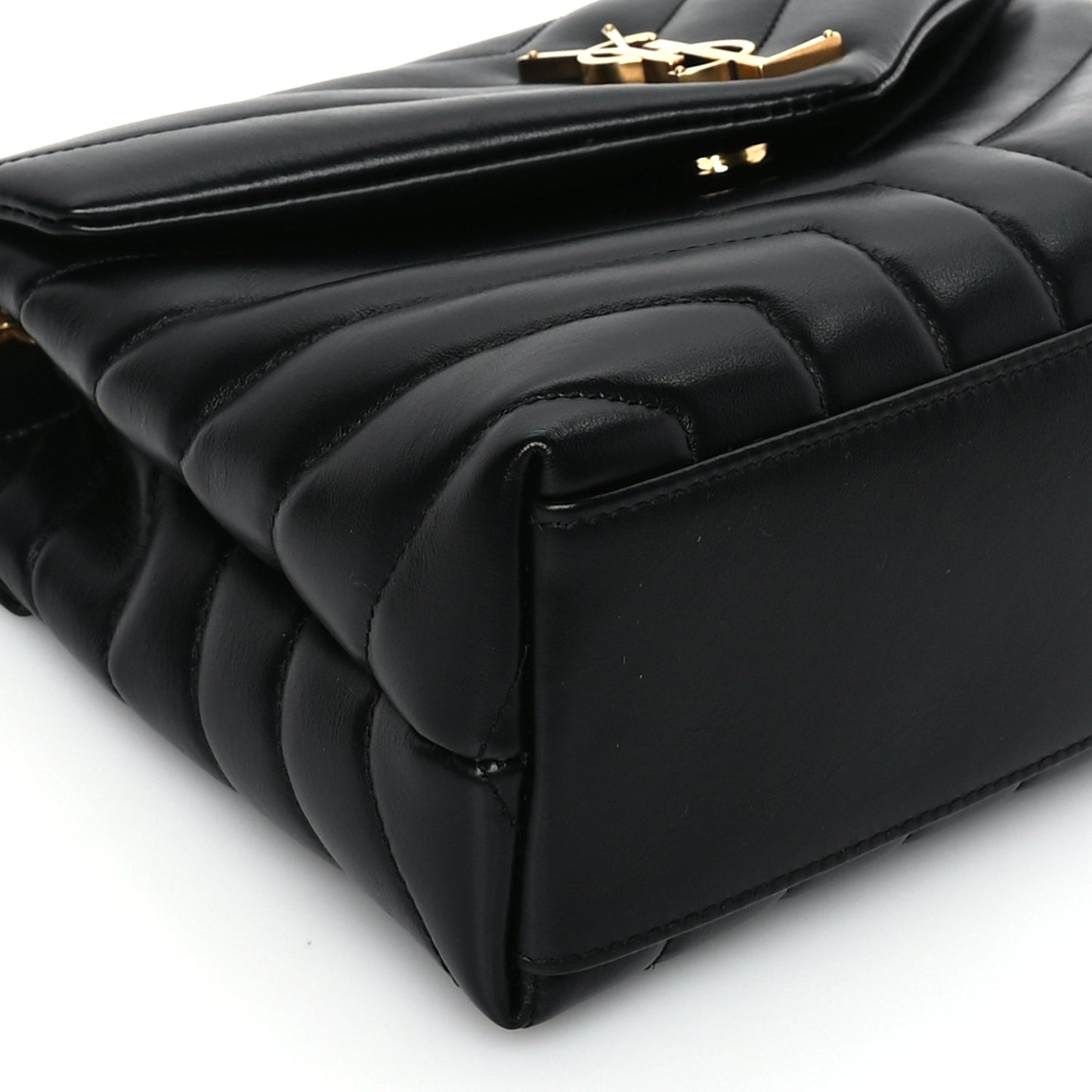 Saint Laurent Calfskin Y Quilted Monogram Small Loulou Chain Satchel Black