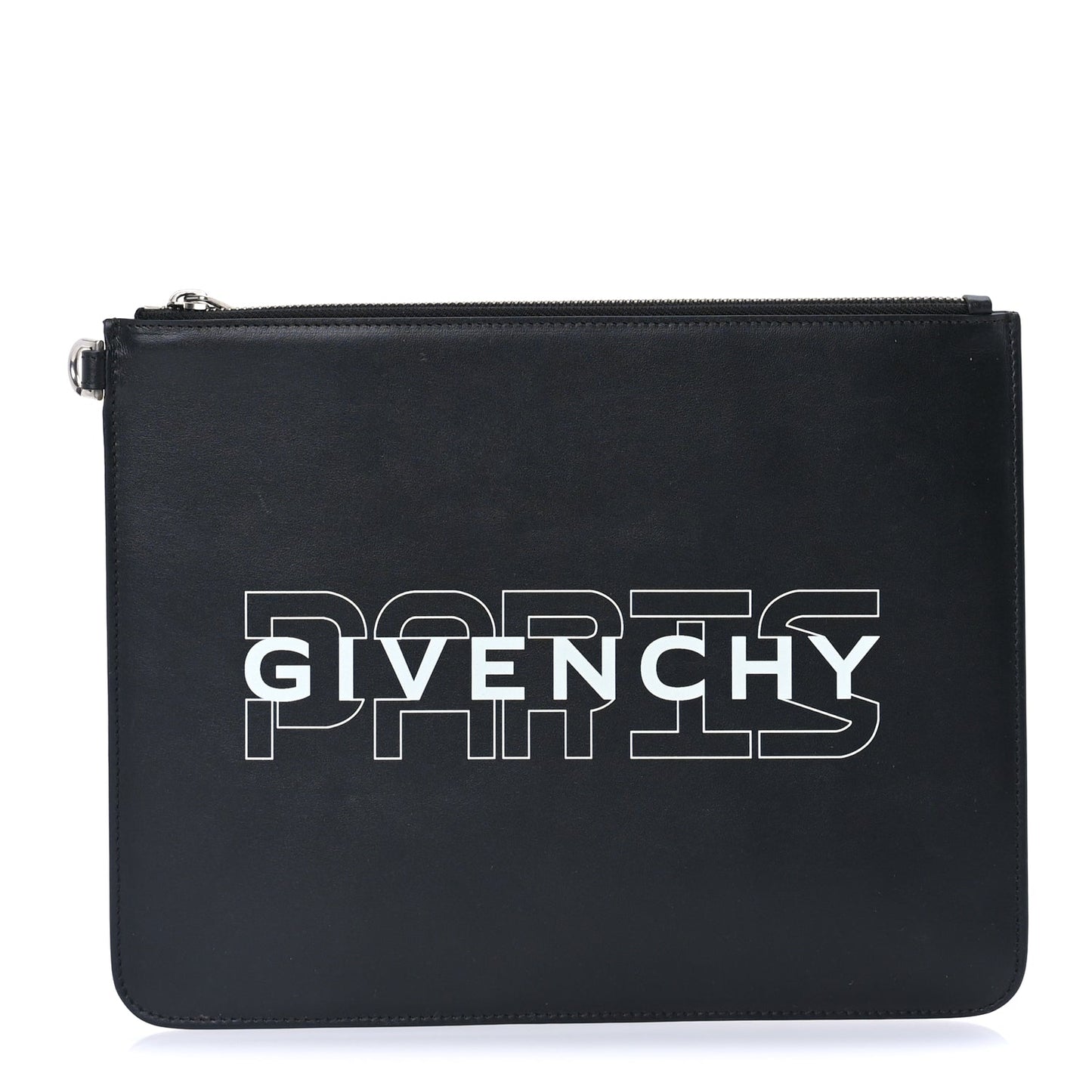 Givenchy Calfskin Paris Print Medium Cosmetic Pouch  Black