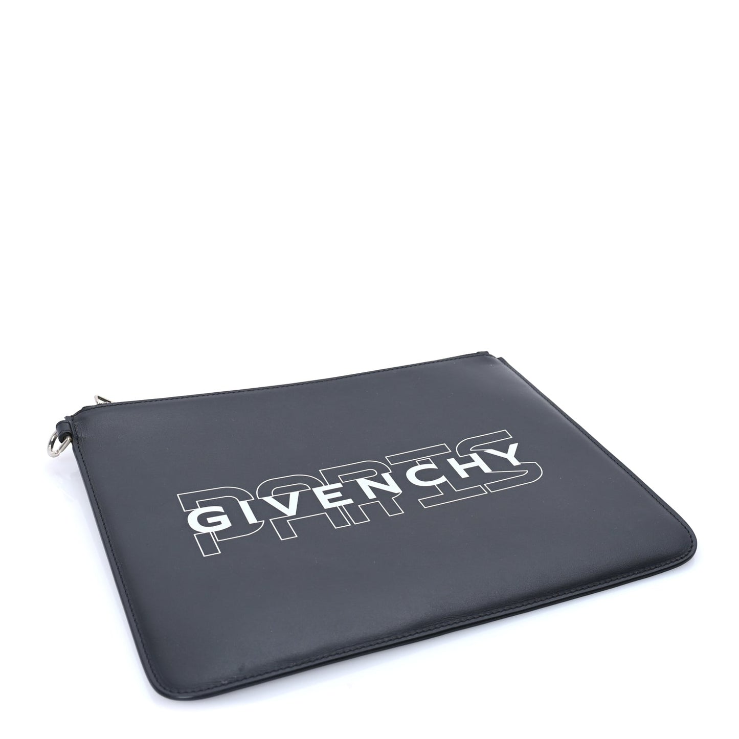 Givenchy Calfskin Paris Print Medium Cosmetic Pouch  Black