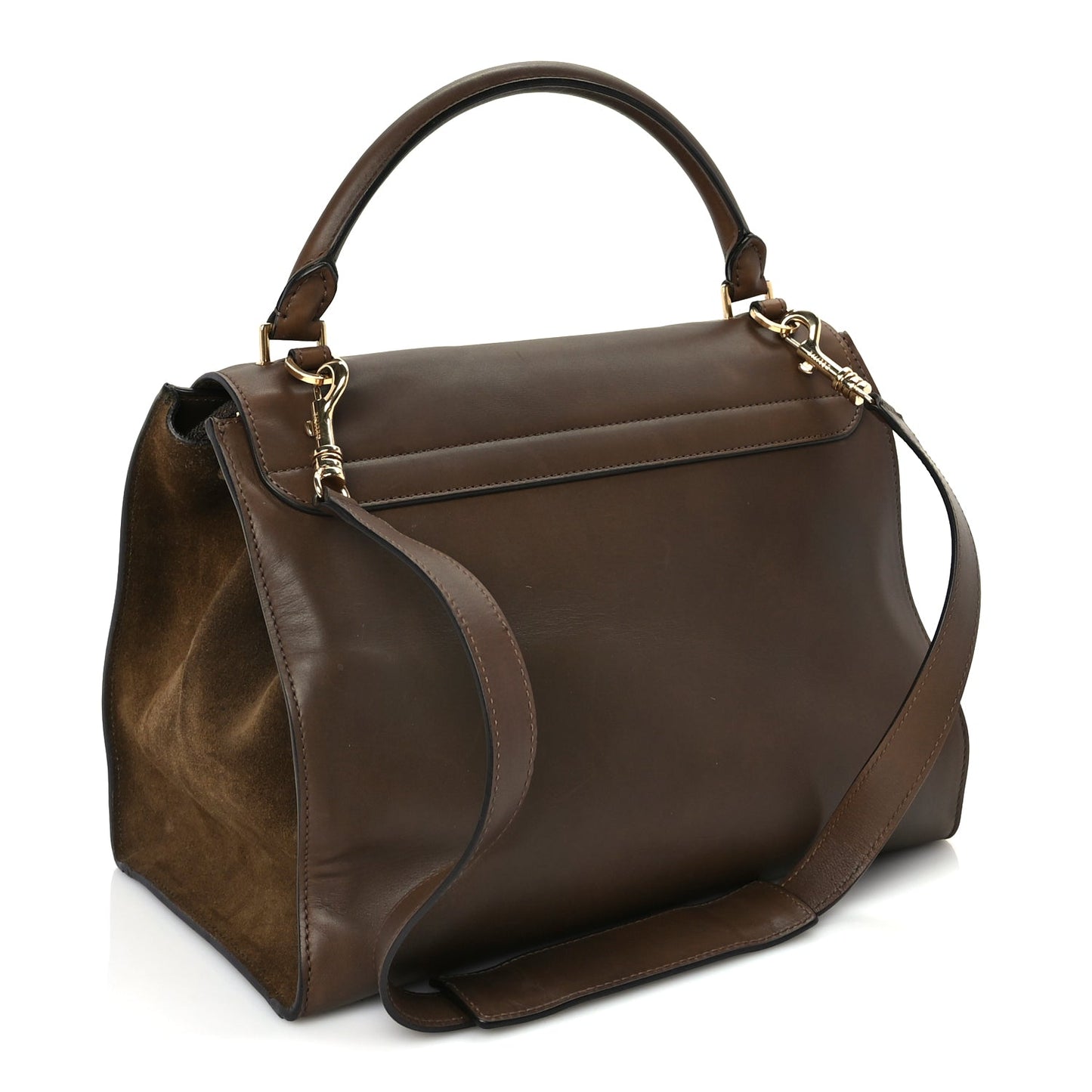 Celine Smooth Calfskin Suede Medium Trapeze  Moss Green