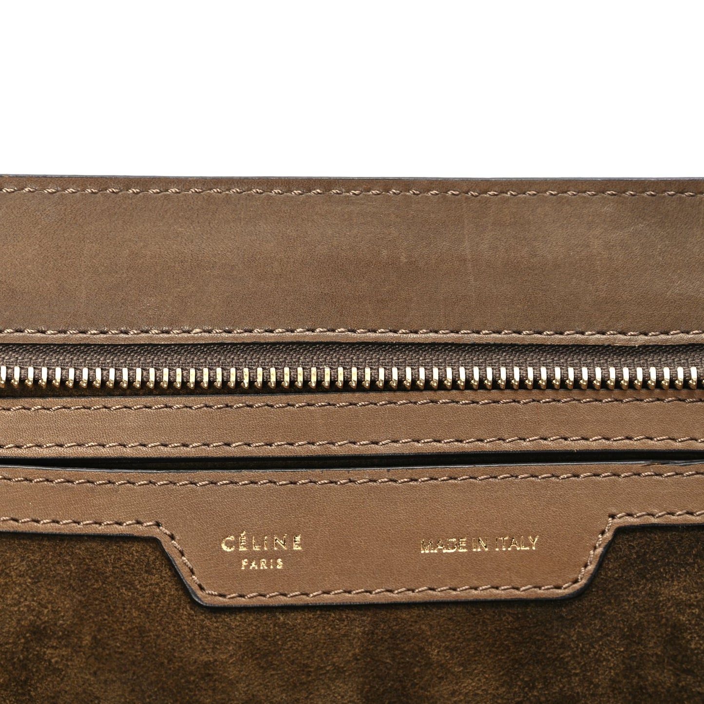 Celine Smooth Calfskin Suede Medium Trapeze  Moss Green
