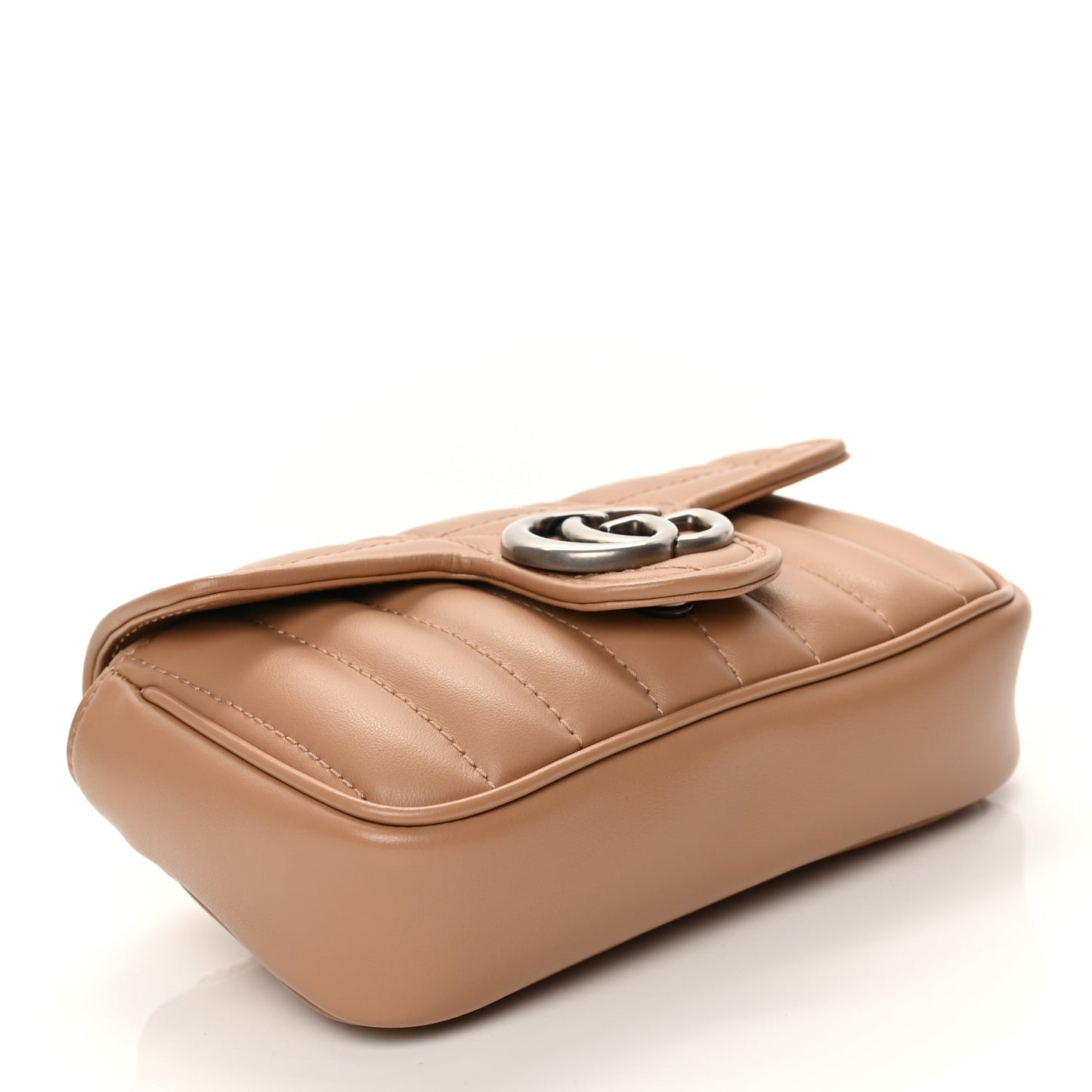 Gucci Calfskin Matelasse Aria Super Mini GG Marmont Shoulder Bag Camelia