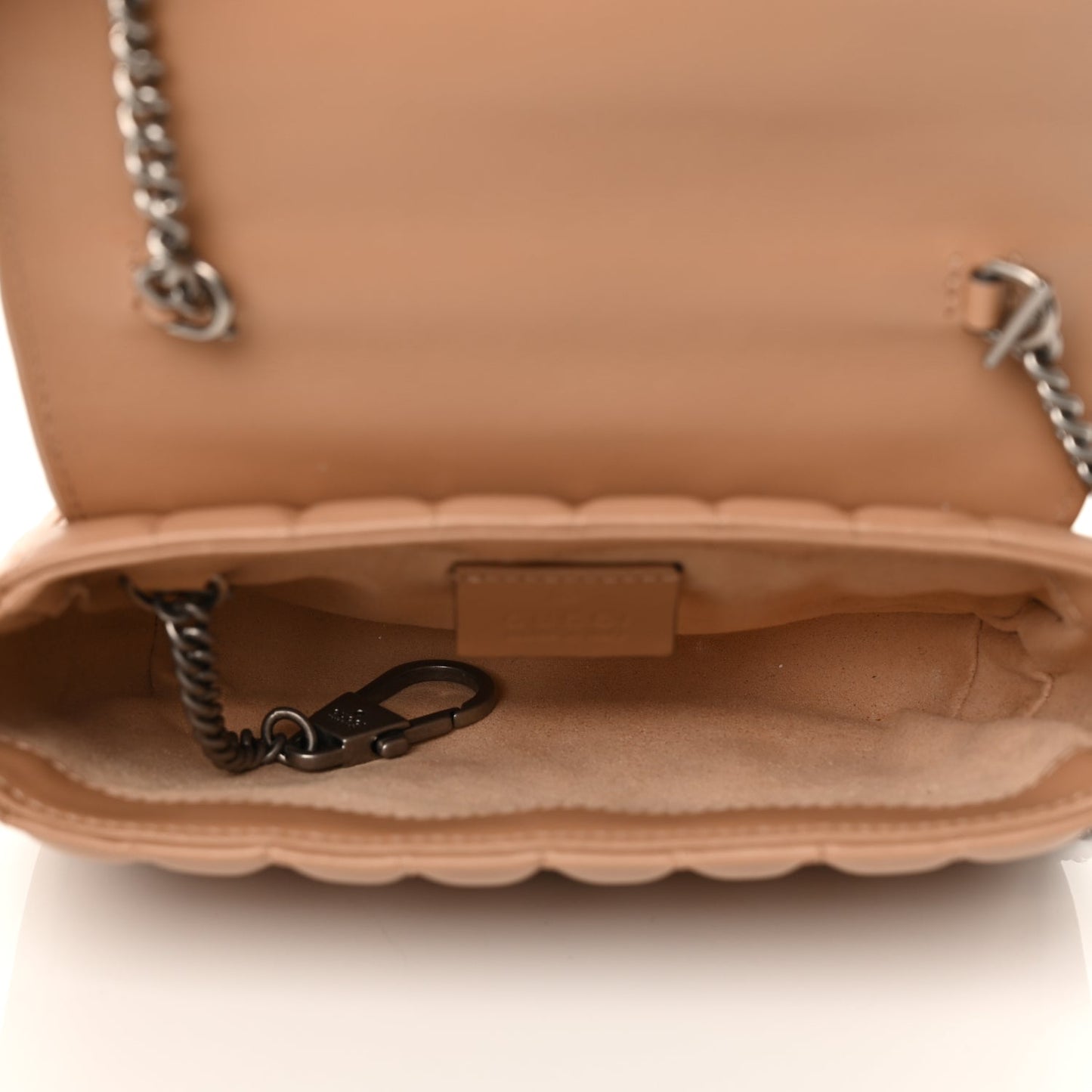 Gucci Calfskin Matelasse Aria Super Mini GG Marmont Shoulder Bag Camelia