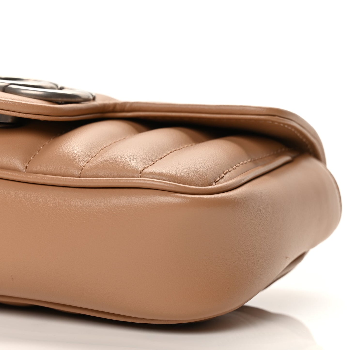 Gucci Calfskin Matelasse Aria Super Mini GG Marmont Shoulder Bag Camelia