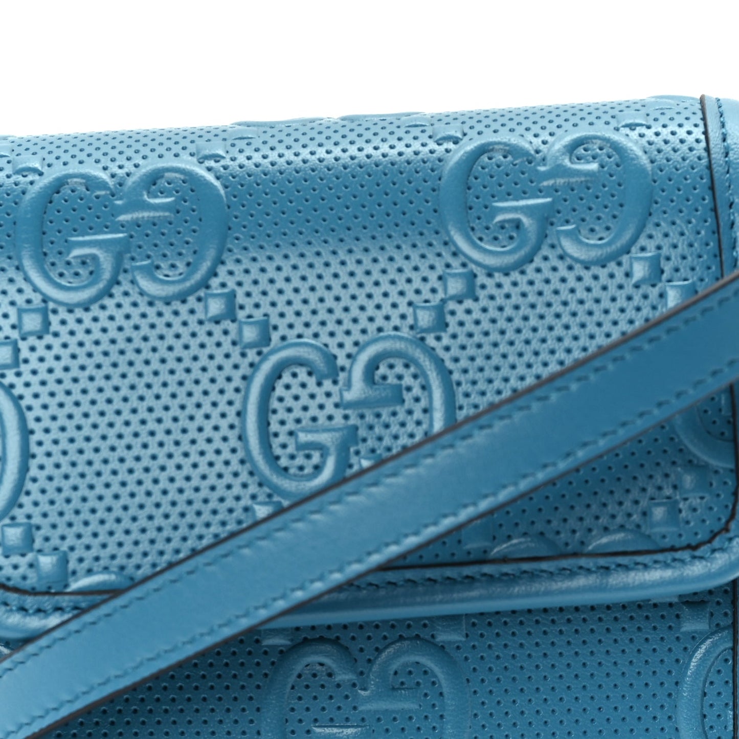 Gucci Calfskin GG Tennis Embossed Mini Crossbody Bag  Blue