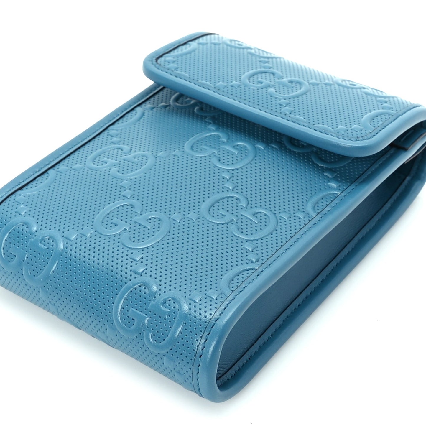 Gucci Calfskin GG Tennis Embossed Mini Crossbody Bag  Blue