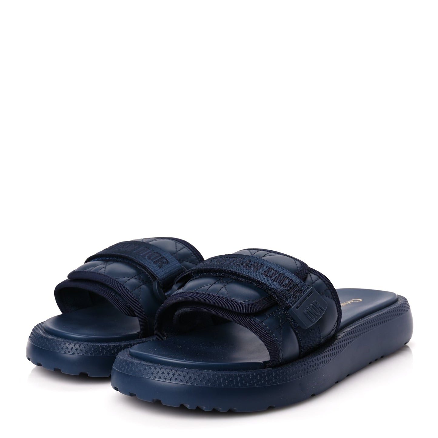 Christian Dior Calfskin Cannage Dioriviera Dio(r)evolution Slide Sandals 41 Blue