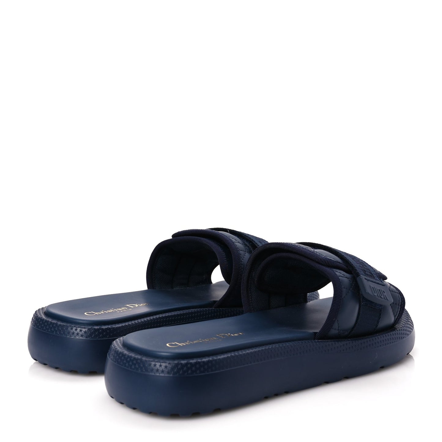 Christian Dior Calfskin Cannage Dioriviera Dio(r)evolution Slide Sandals 41 Blue