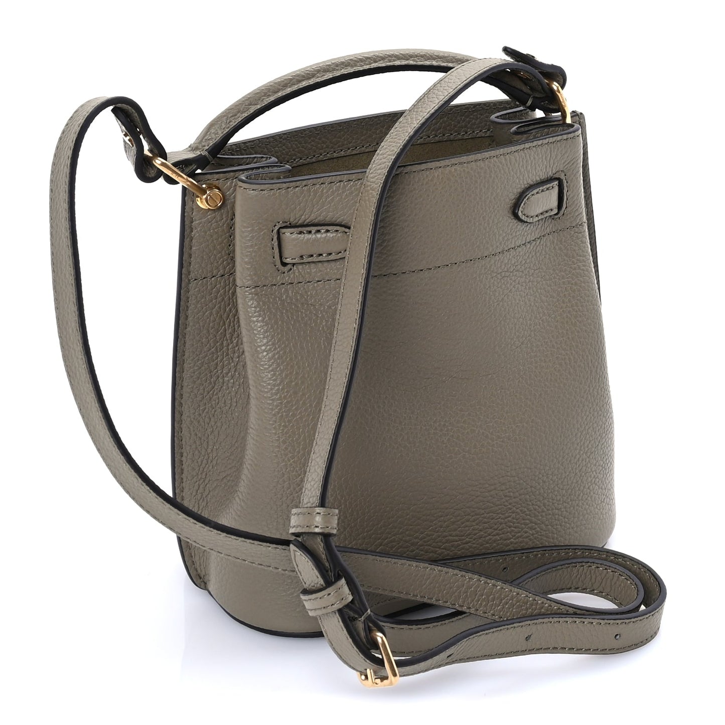 Mulberry Grained Calfskin Islington Bucket Bag  Linen Green