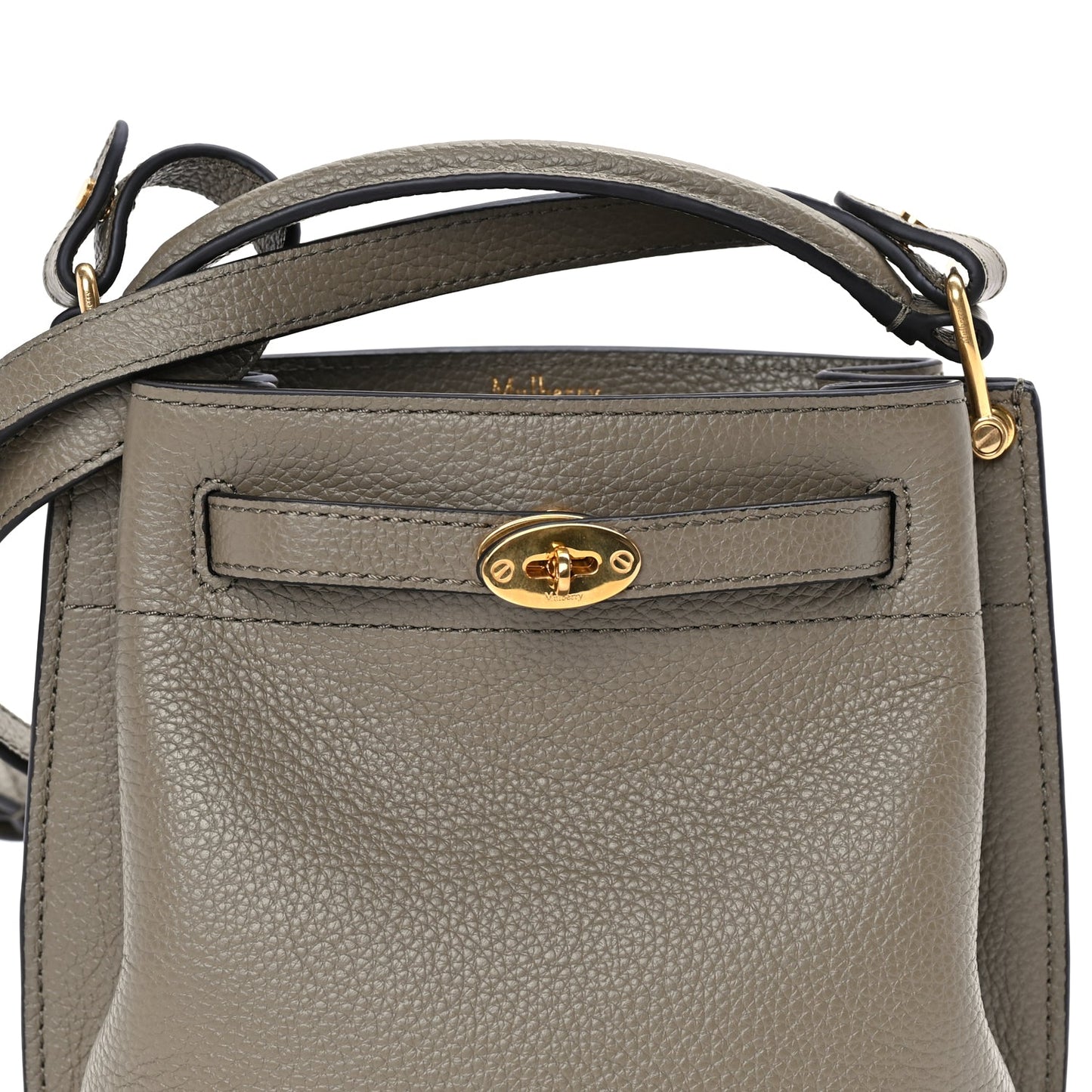Mulberry Grained Calfskin Islington Bucket Bag  Linen Green