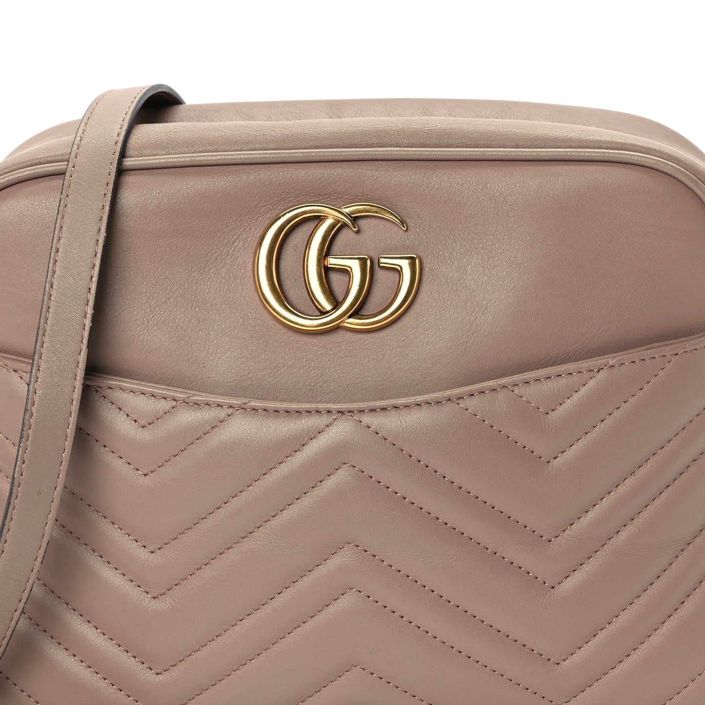 Gucci Calfskin Matelasse Medium GG Marmont Chain Shoulder Bag  Porcelain Rose