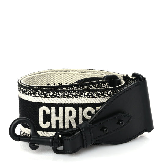 Christian Dior Canvas Embroidered Shoulder Strap Black Ultramatte