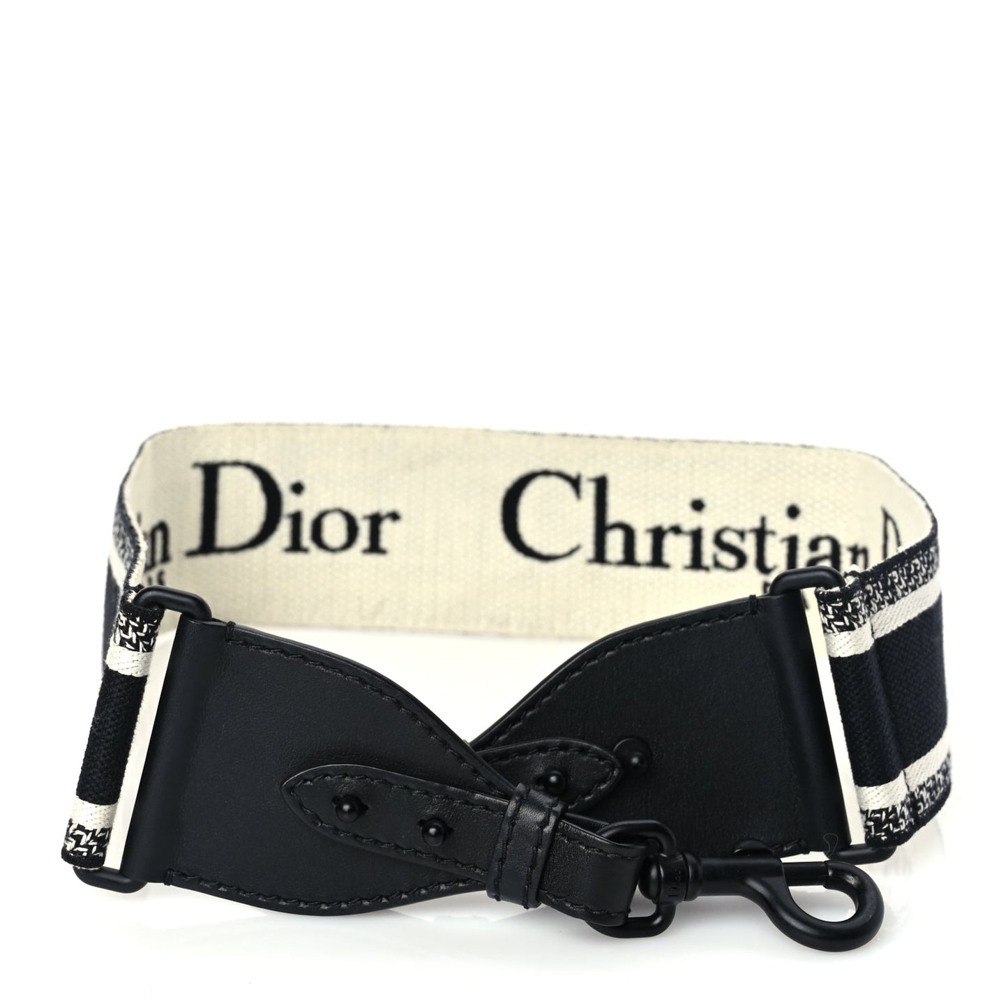 Christian Dior Canvas Embroidered Shoulder Strap Black Ultramatte